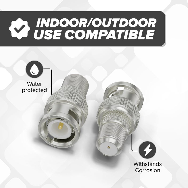 THE CIMPLE CO - RF (F81) and BNC Coaxial Adapter - BNC Male to Female F81 (F-Pin) Connector, Adapter, and Coupler - for RG11, RG6, RG59, RG58, SDI, HD SDI, CCTV - 10 Pack - Image 5